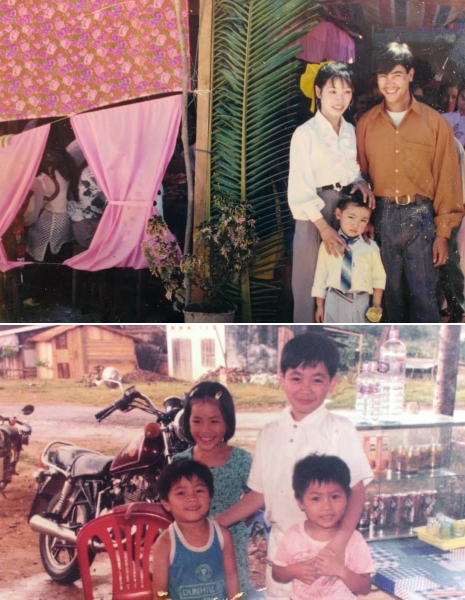 Son Le as a child with his parents and siblings in Vietnam