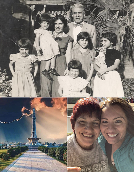 Black and white photo of Vanessa Tomason's family and a current selfie with her Mother